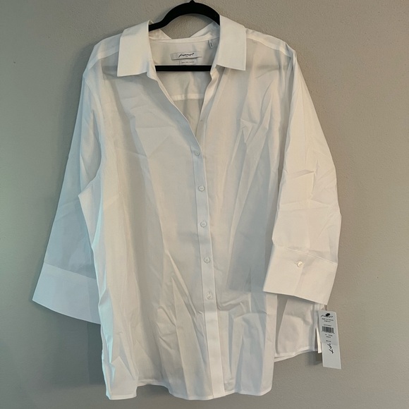 Foxcroft Unisex Stretch 3/4 Sleeve Blouse White 24 Plus - Picture 4 of 5